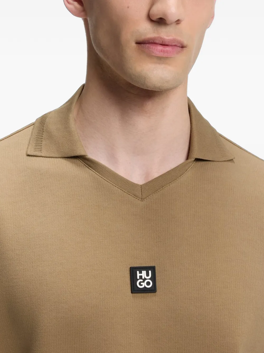 HUGO T-shirt met logopatch Bruin