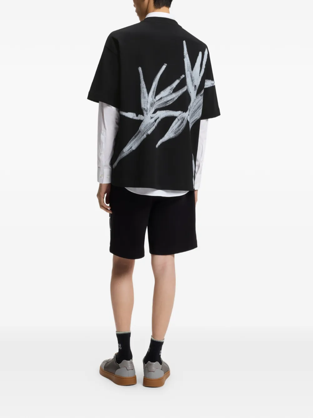 HUGO T-shirt met geborduurd logo Zwart