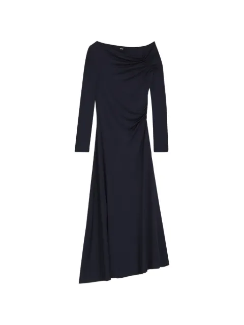 BOSS vestido midi con cuello asimétrico y detalle fruncido