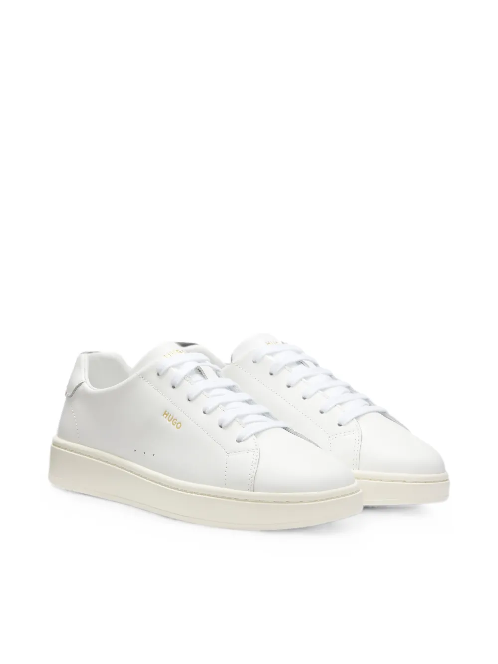 HUGO Nappa leather sneakers with gold-tone logo