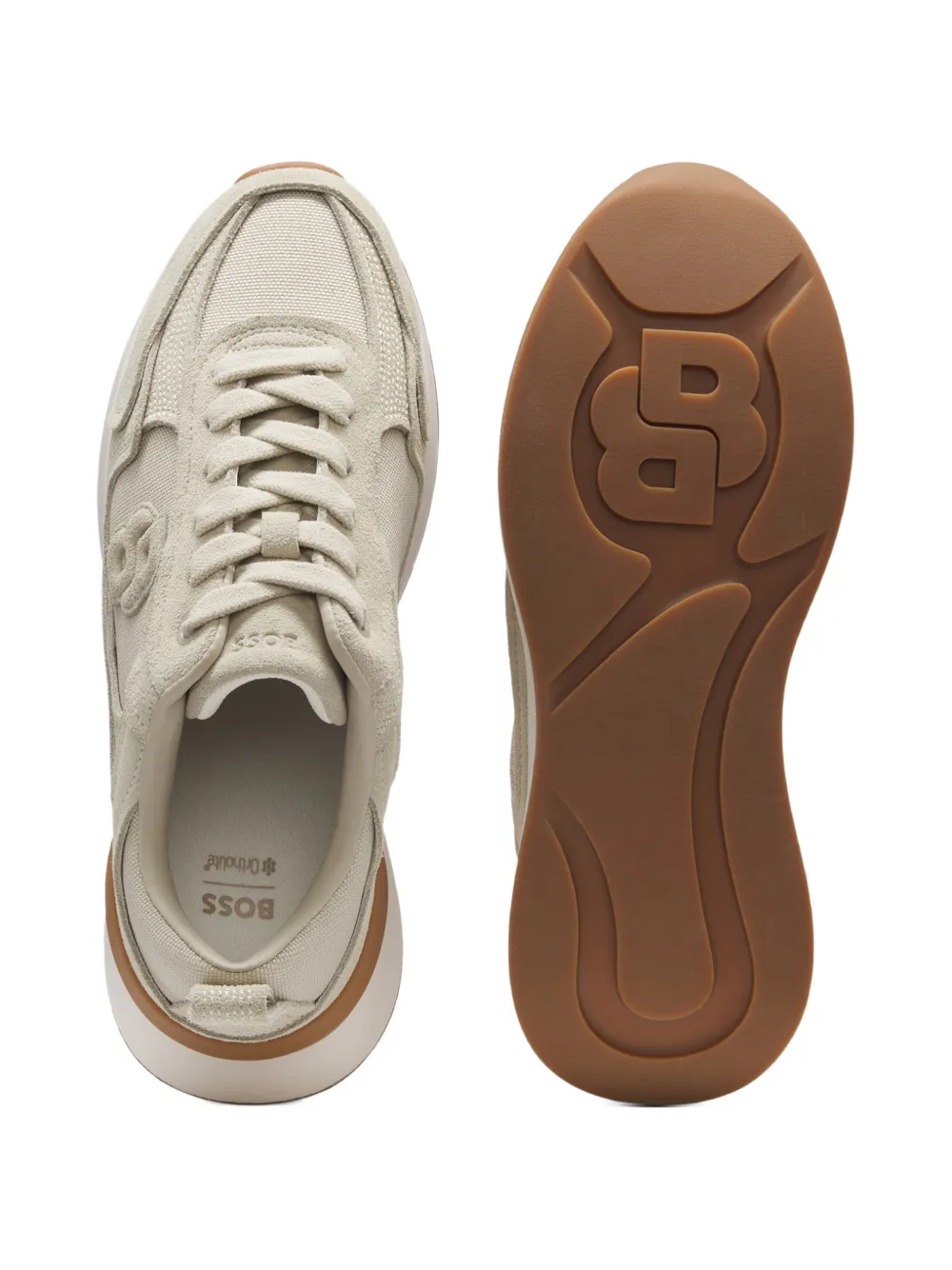 BOSS Double B sneakers met monogrampatch Beige