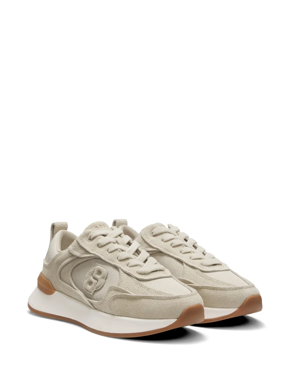 BOSS Double B sneakers met monogrampatch Beige