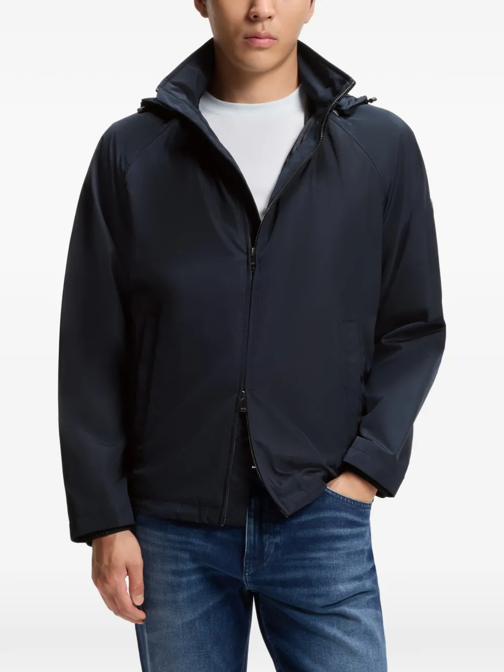BOSS Waterafstotend jack met capuchon Blauw