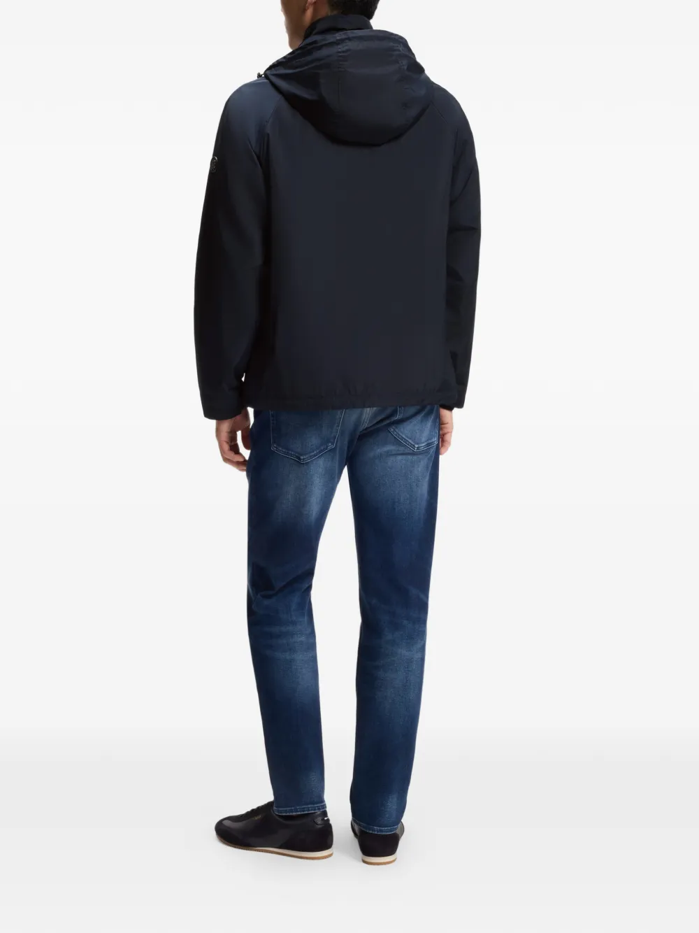 BOSS Waterafstotend jack met capuchon Blauw