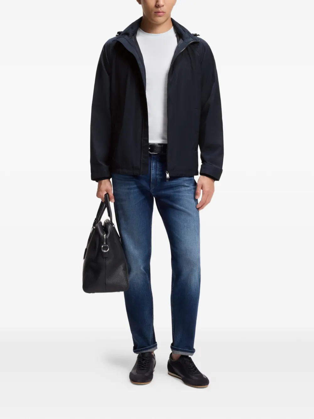 BOSS Waterafstotend jack met capuchon Blauw
