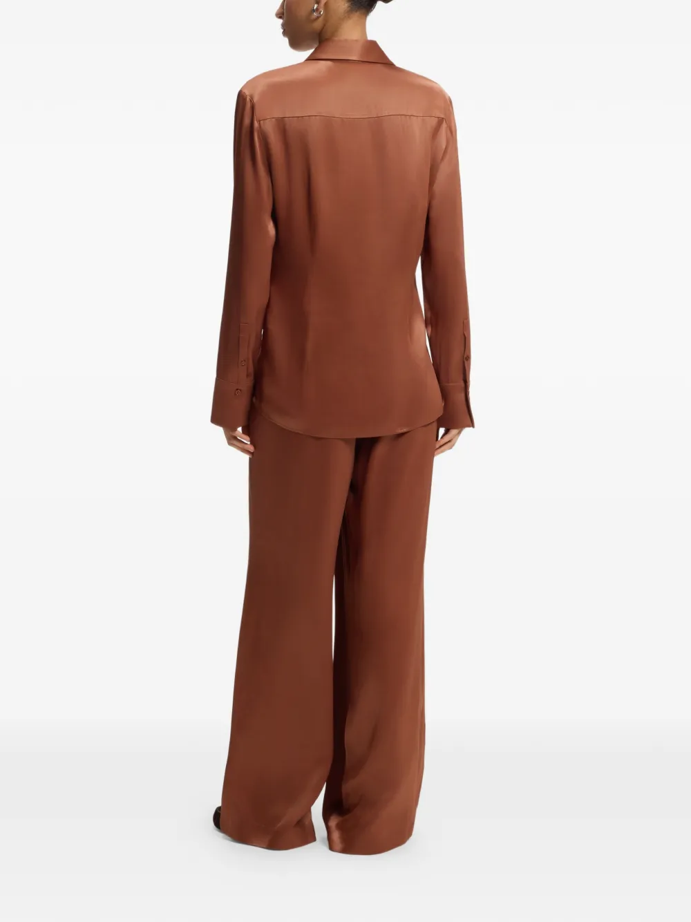 BOSS Blouse met satijnen afwerking Bruin