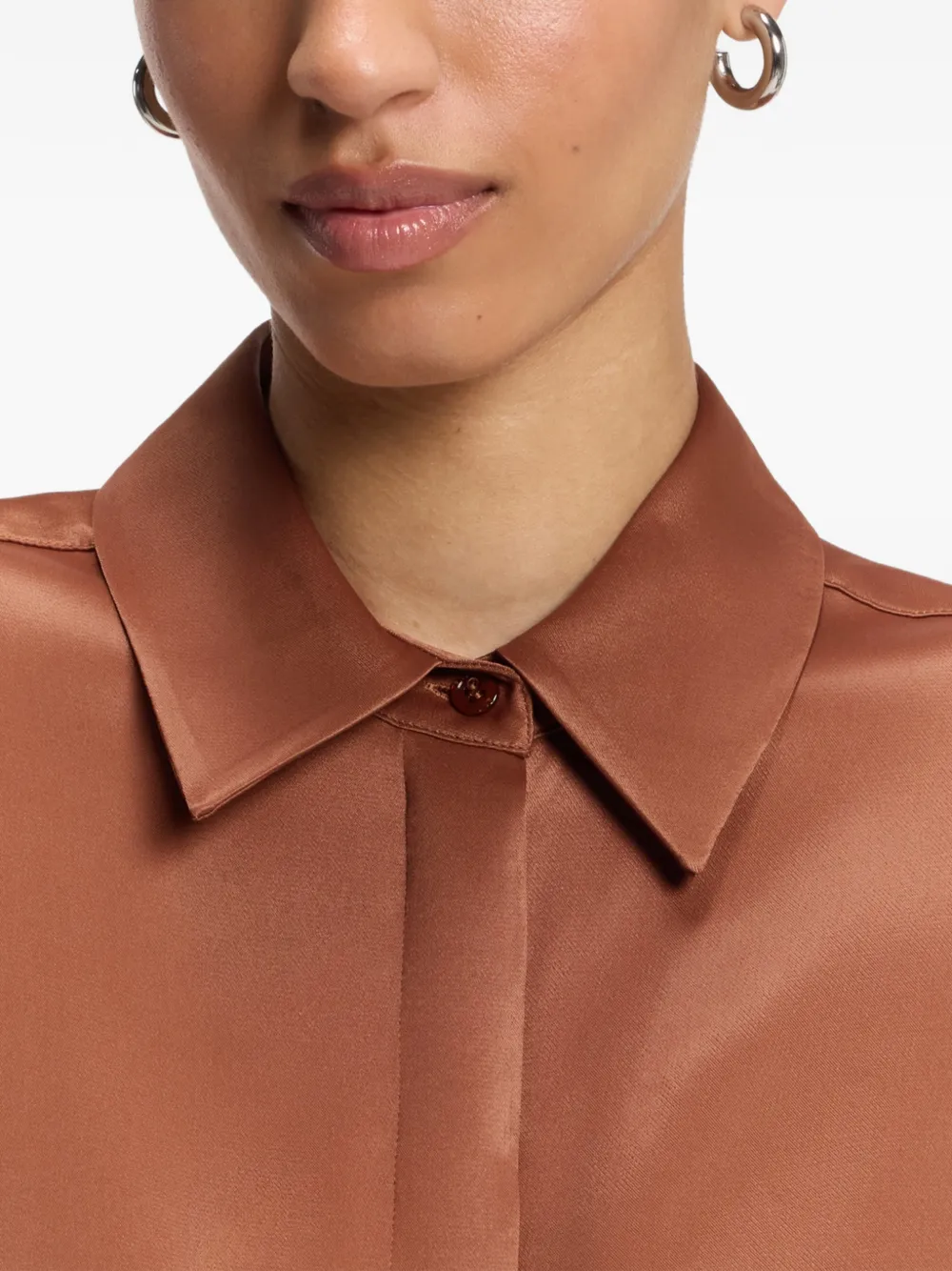 BOSS Blouse met satijnen afwerking Bruin
