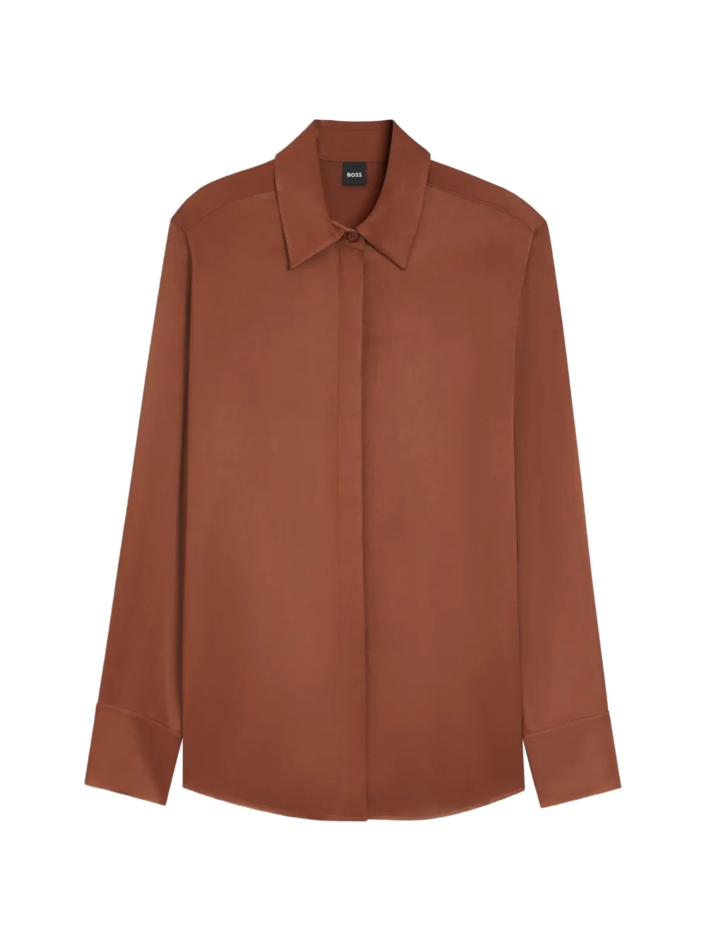 BOSS Blouse met satijnen afwerking Bruin