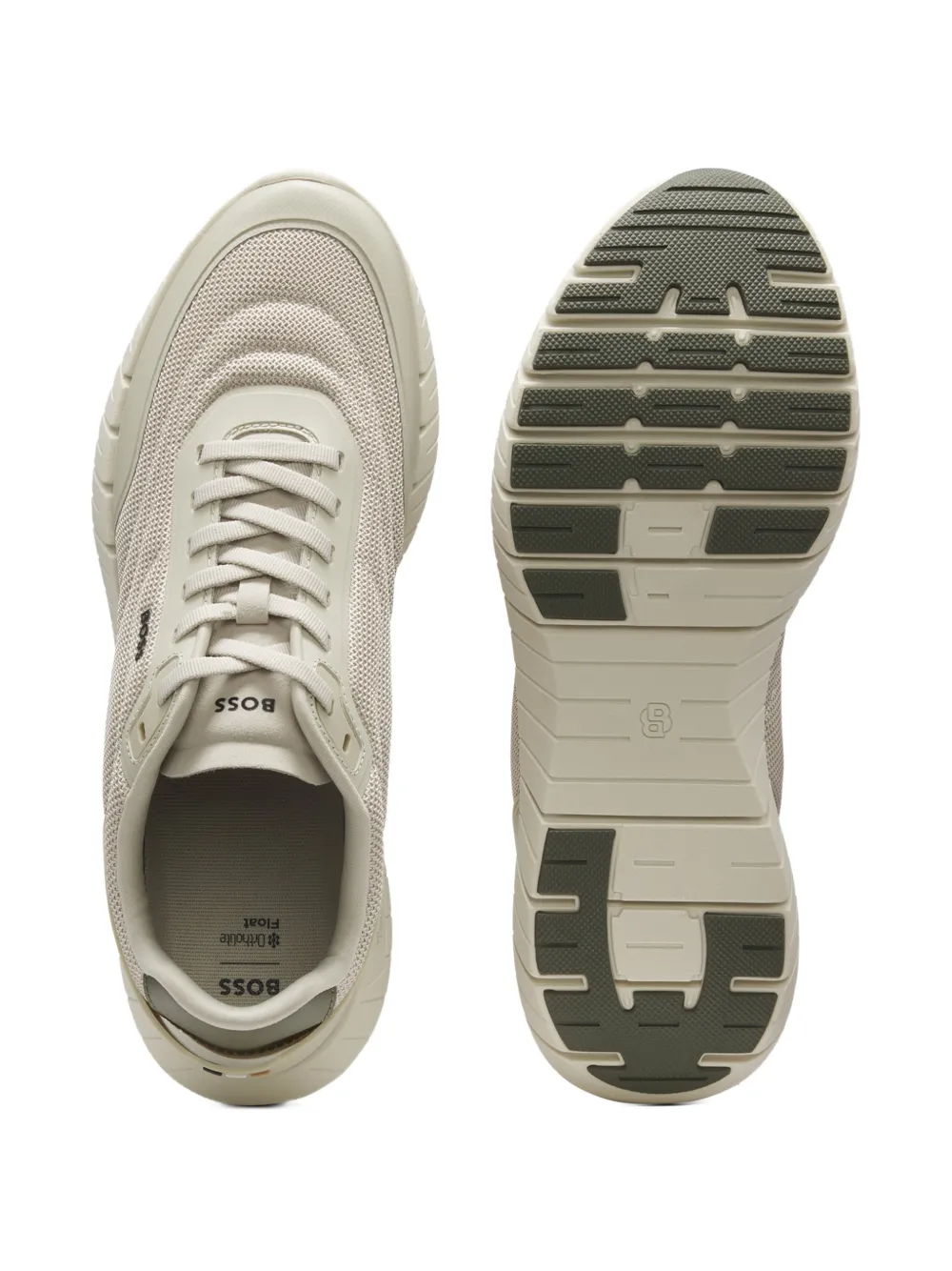 BOSS Sneakers met mesh vlakken en leren afwerking Beige