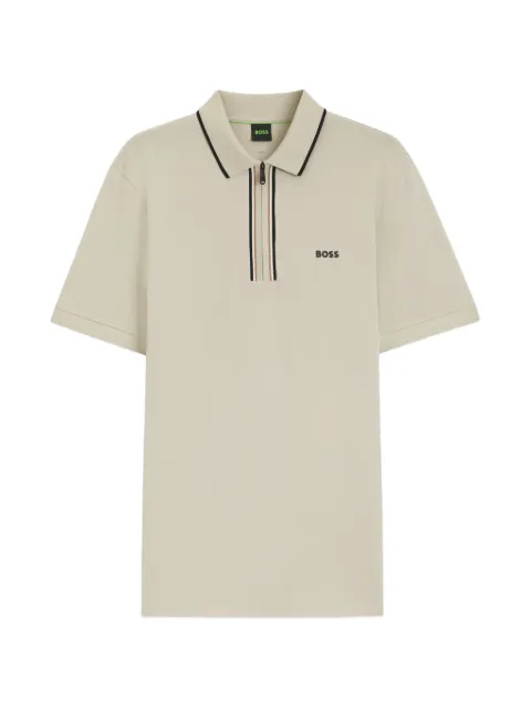 BOSS polo zippé à motif zig-zag