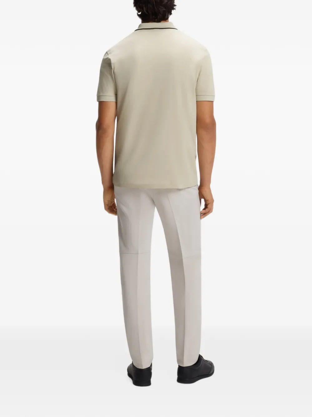 BOSS Poloshirt met rits en logoprint Beige