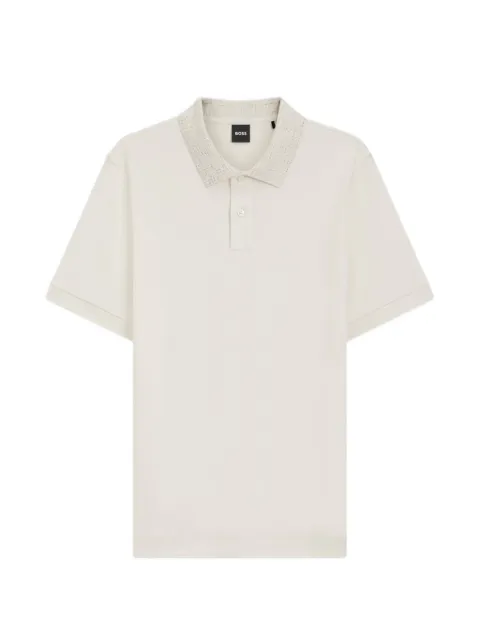 BOSS regular-fit polo shirt in cotton with patterned collar