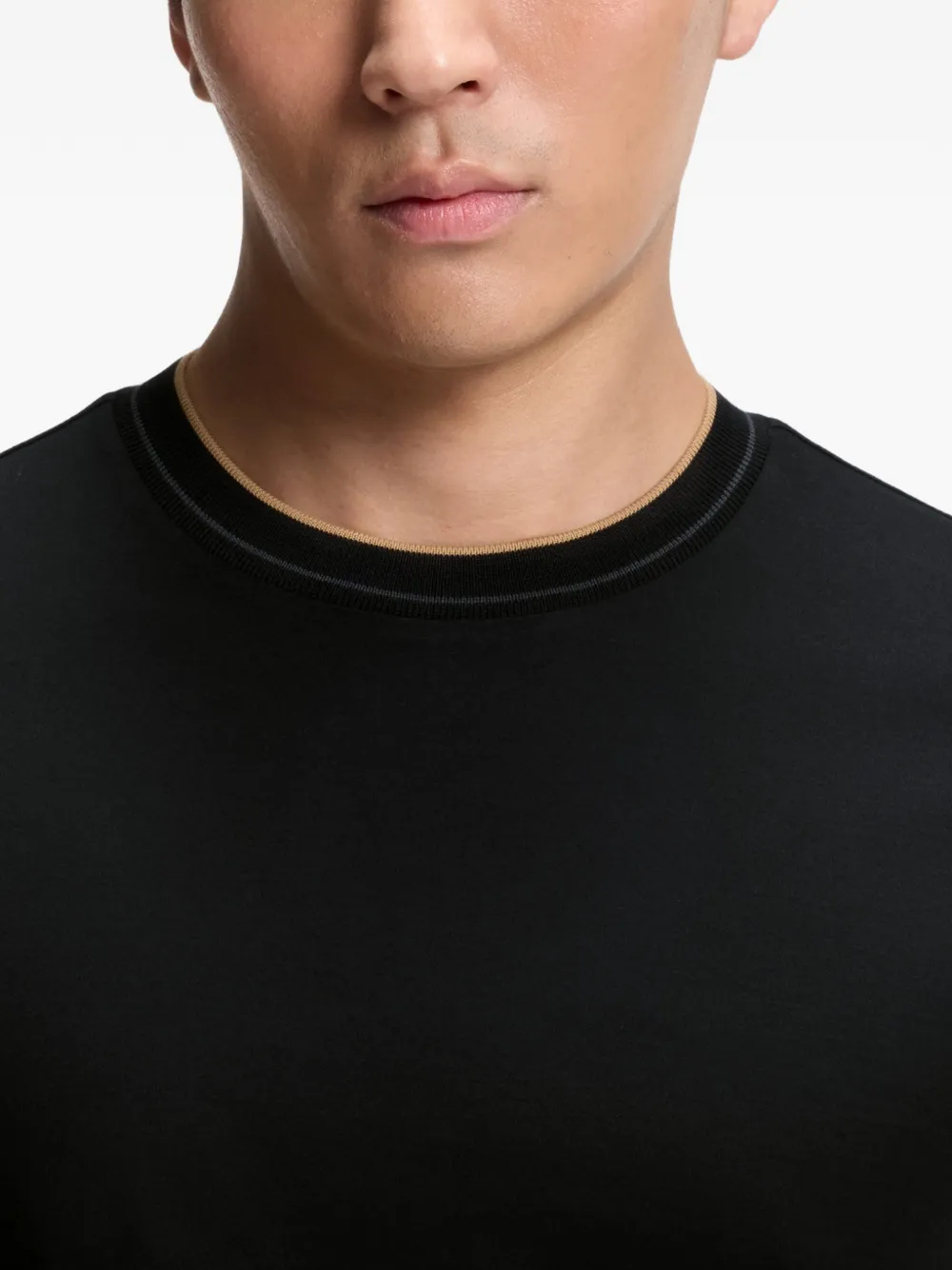 BOSS Slim-fit T-shirt met contrasterende afwerking Zwart