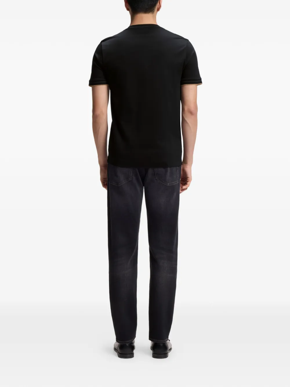 BOSS Slim-fit T-shirt met contrasterende afwerking Zwart