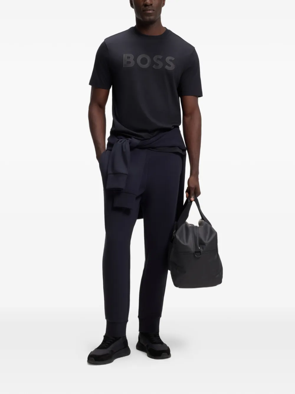 BOSS T-shirt met logoprint Blauw