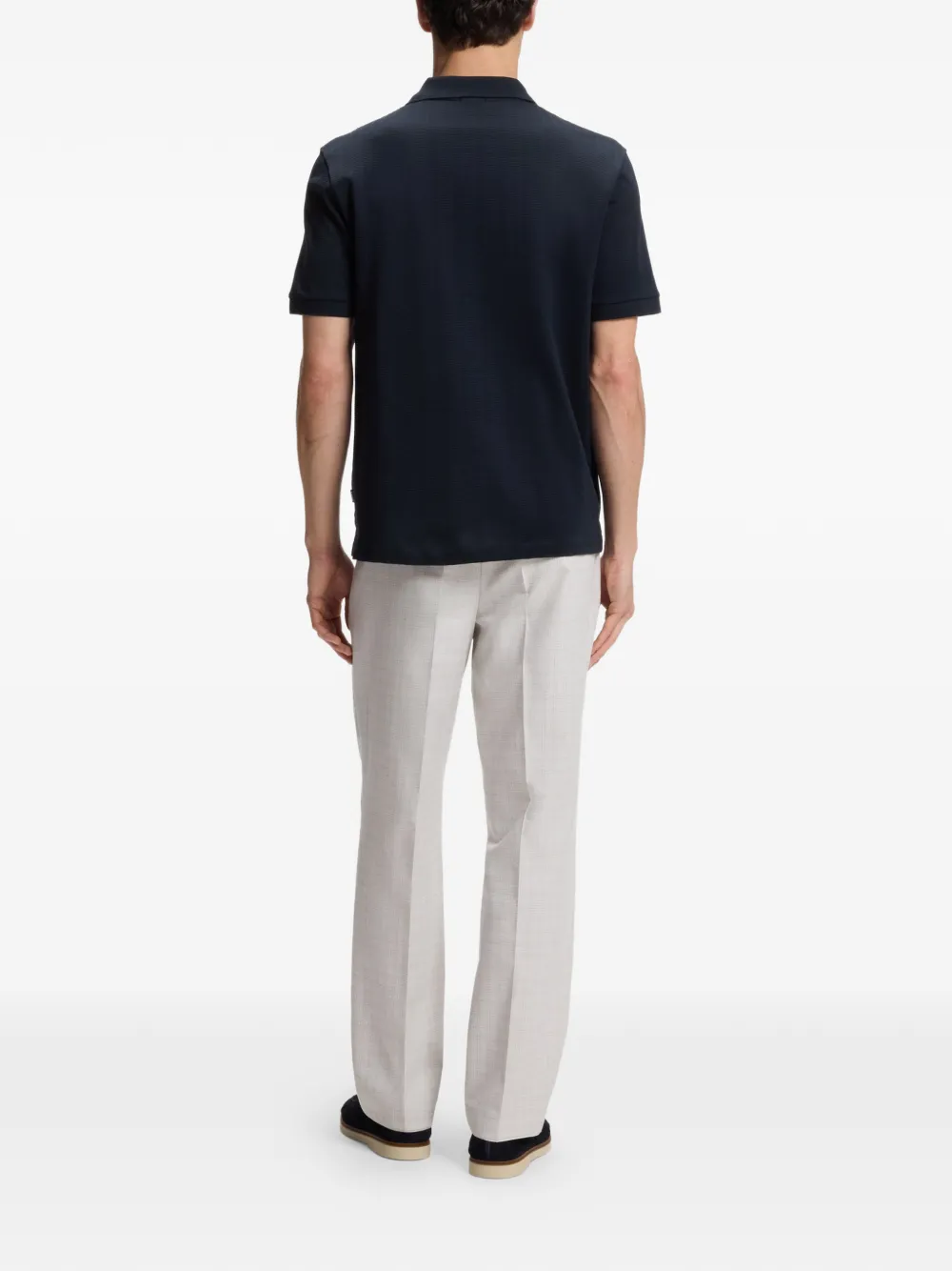 BOSS Poloshirt met jacquard Blauw