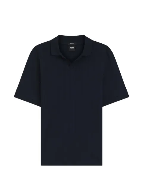 BOSS cotton-jacquard polo shirt with johnny collar