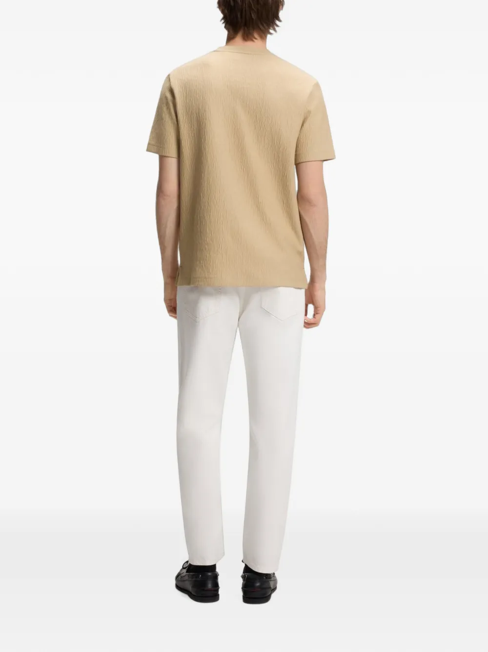 HUGO T-shirt met gekreukt effect Beige