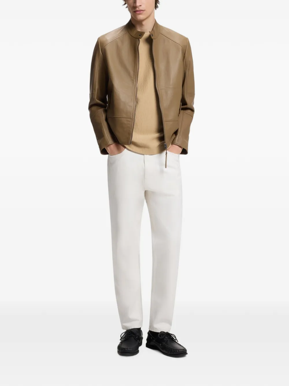 HUGO T-shirt met gekreukt effect Beige