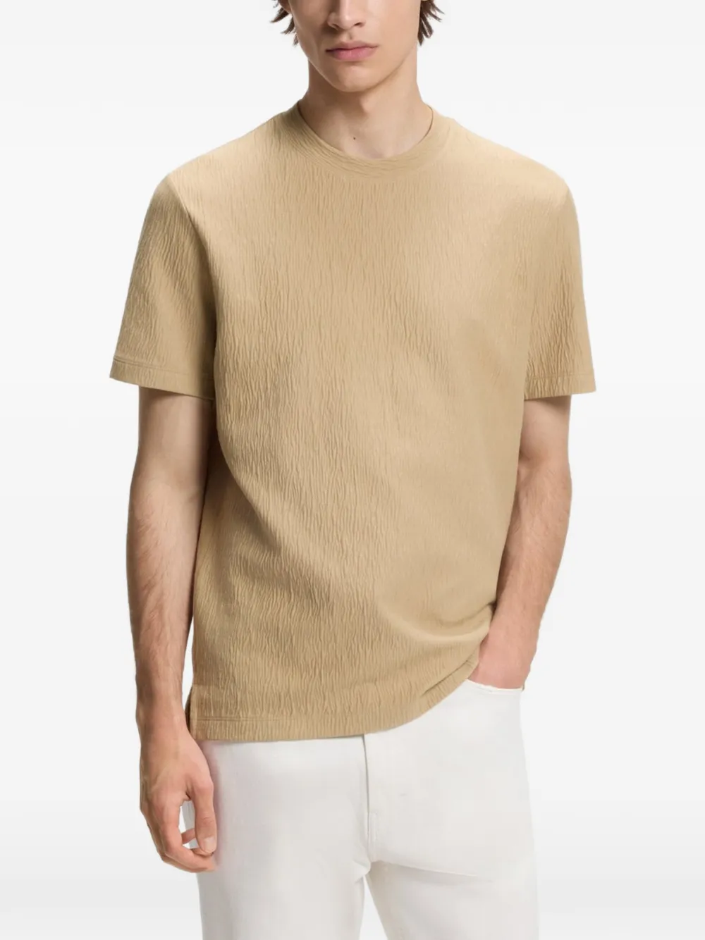 HUGO T-shirt met gekreukt effect Beige