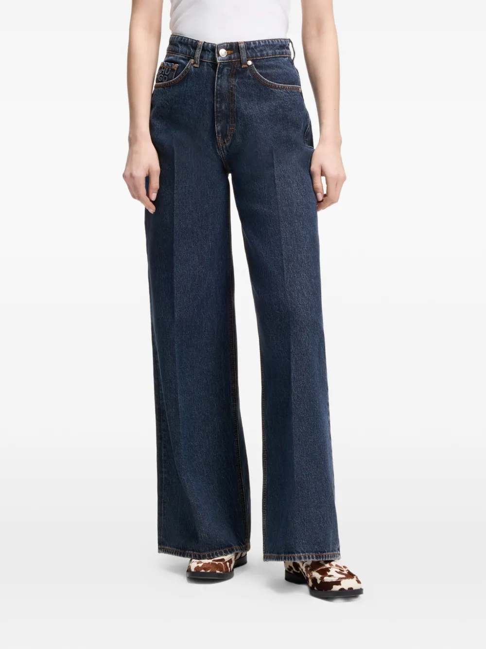 HUGO Jeans met wijde pijpen Blauw