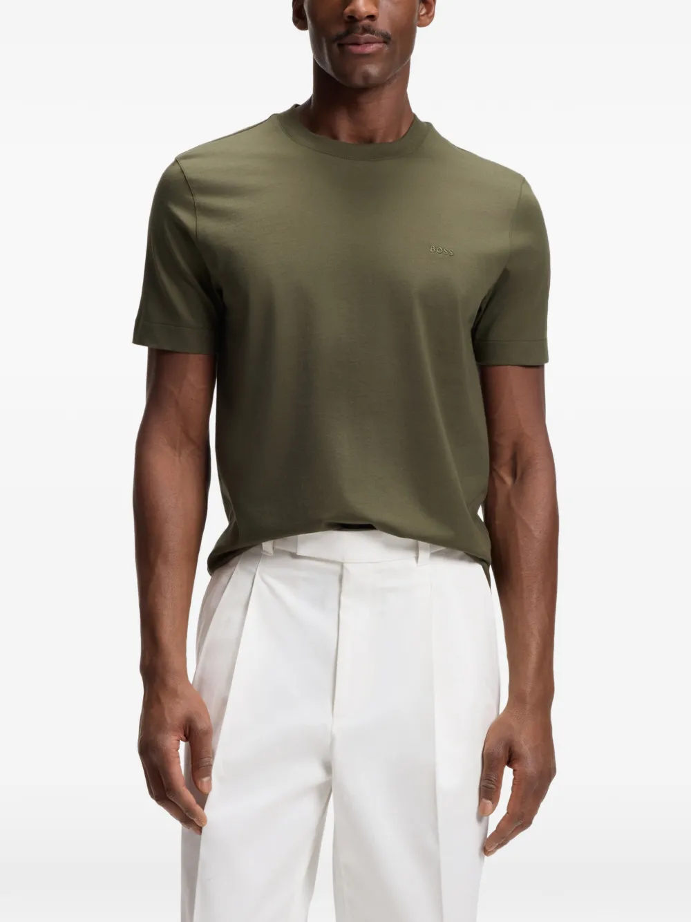 BOSS T-shirt met logodetail Groen