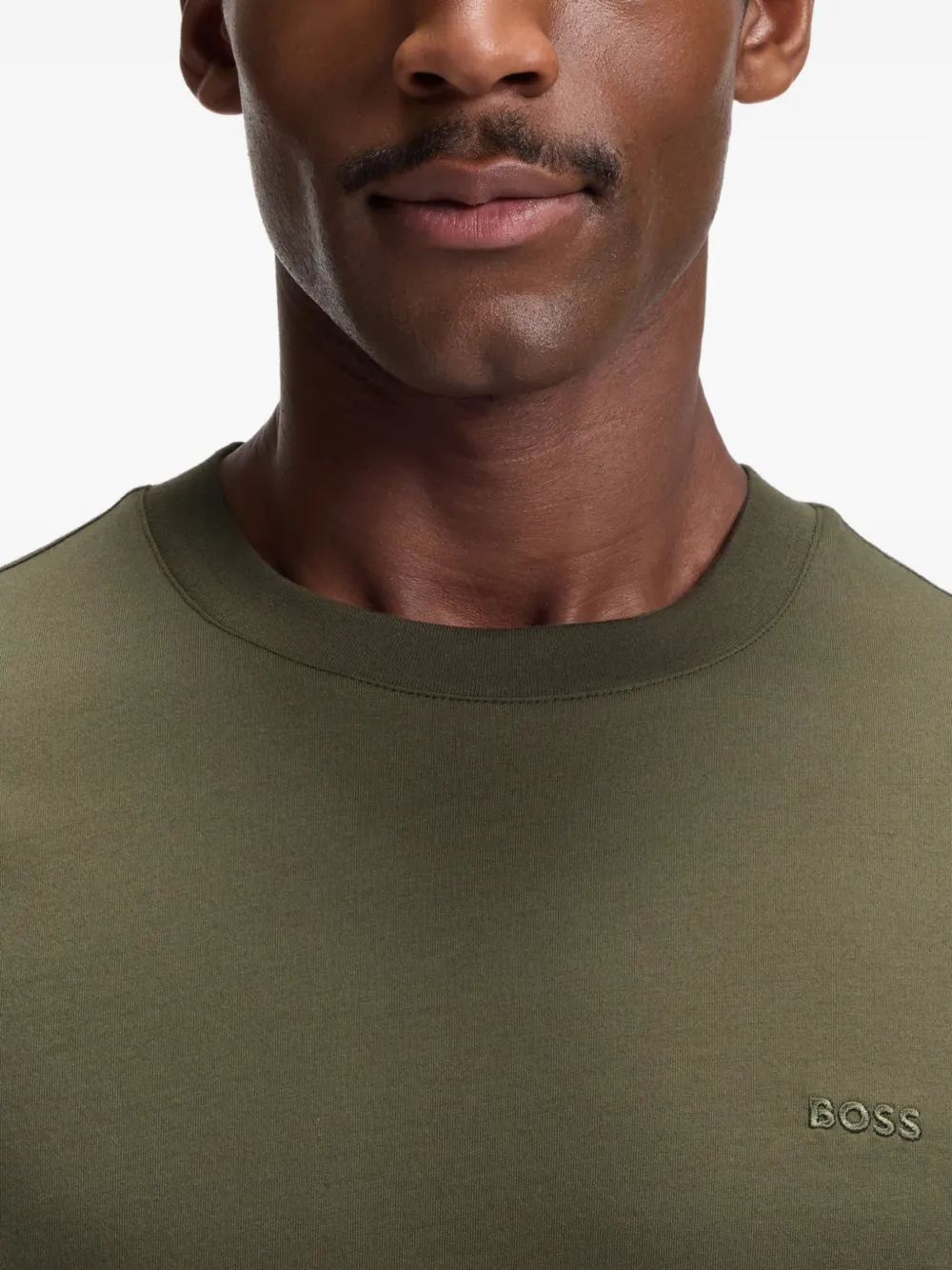 BOSS T-shirt met logodetail Groen