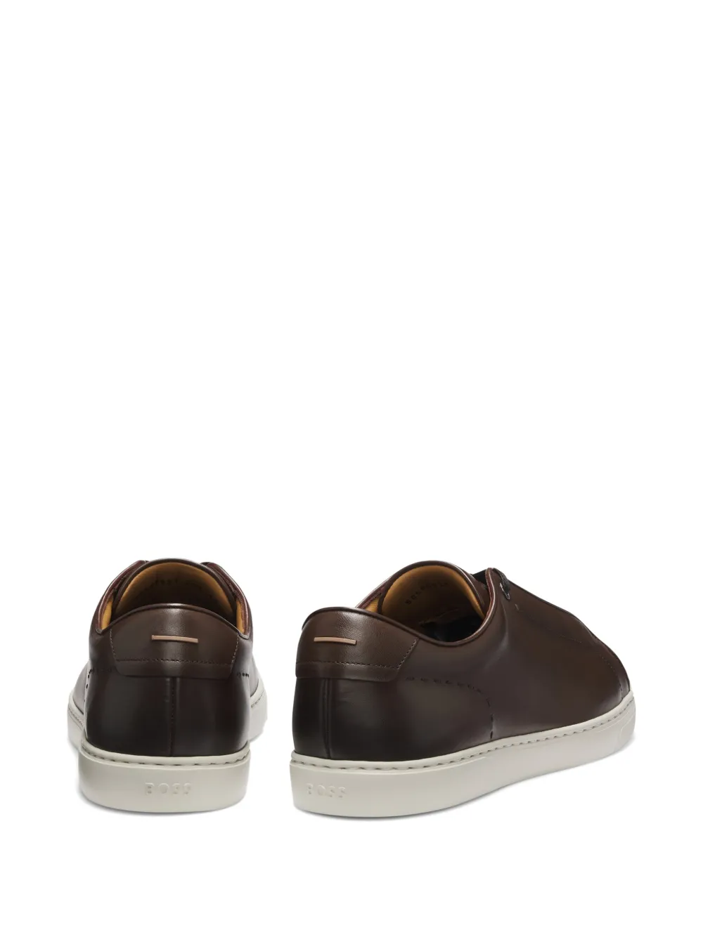 BOSS Gary leren sneakers met geborsteld effect Bruin