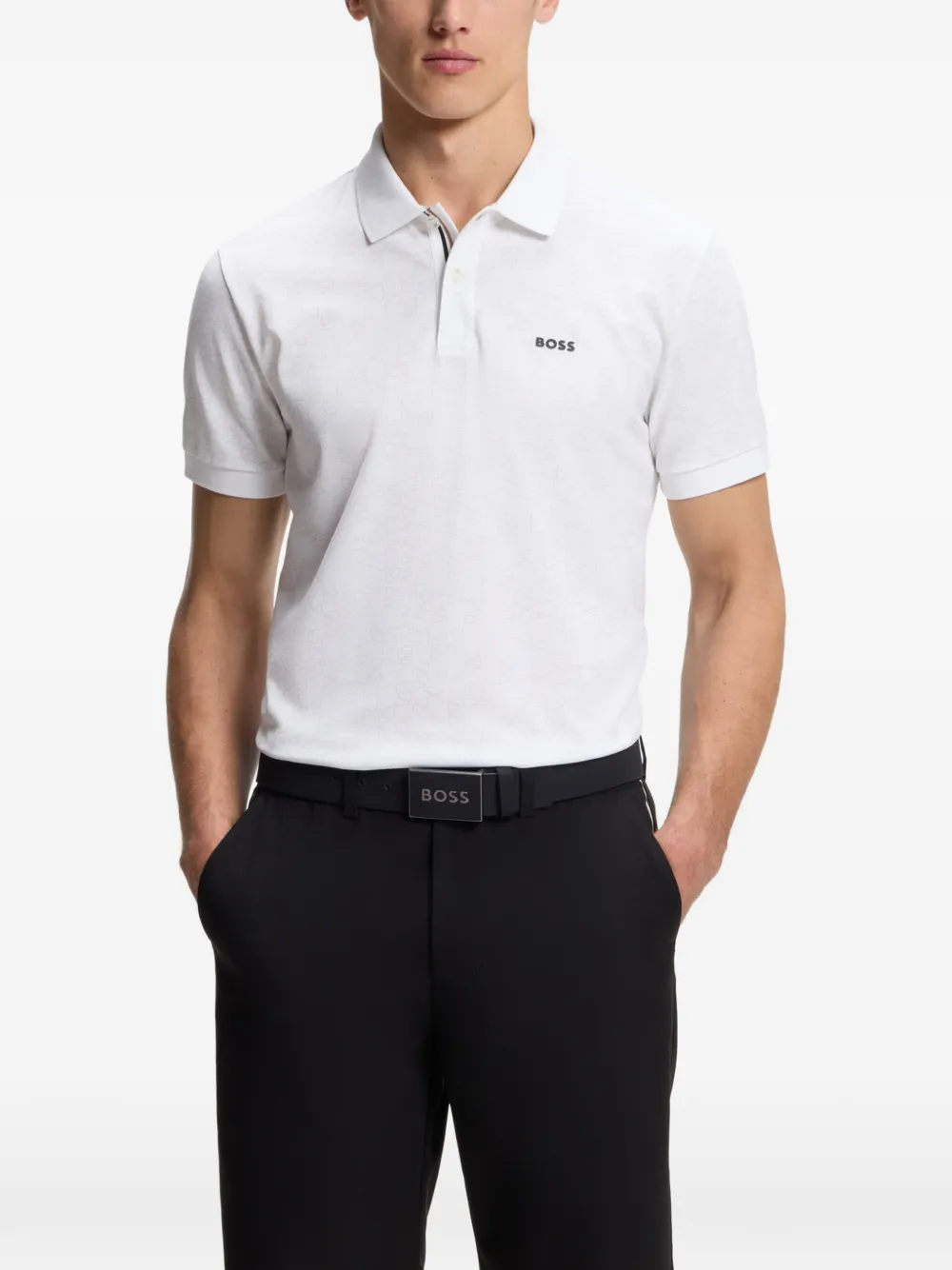 BOSS Poloshirt met logoprint Wit