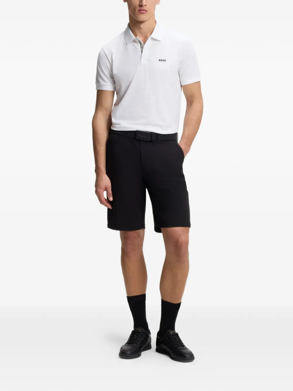 BOSS Poloshirt met logoprint Wit