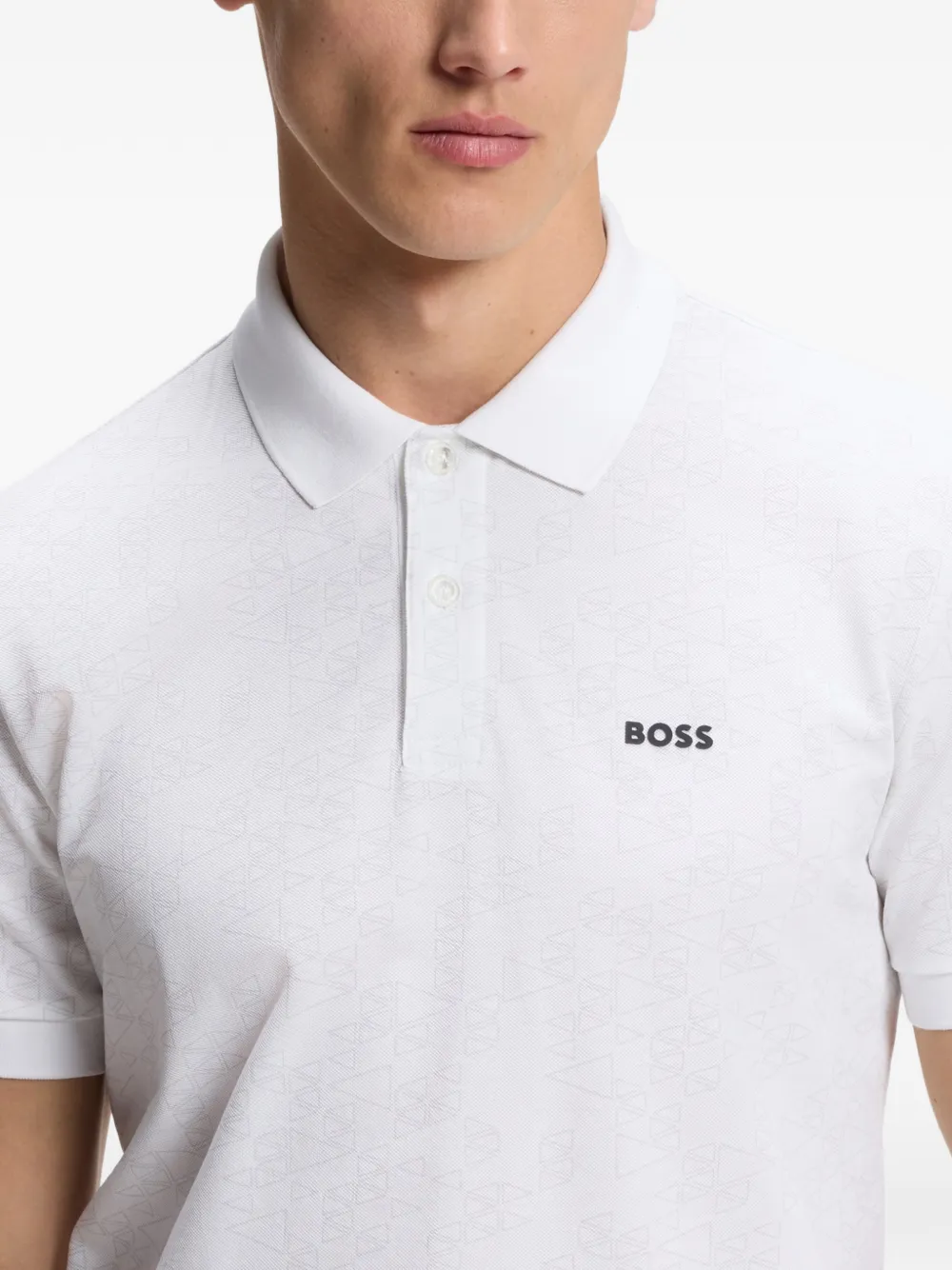 BOSS Poloshirt met logoprint Wit
