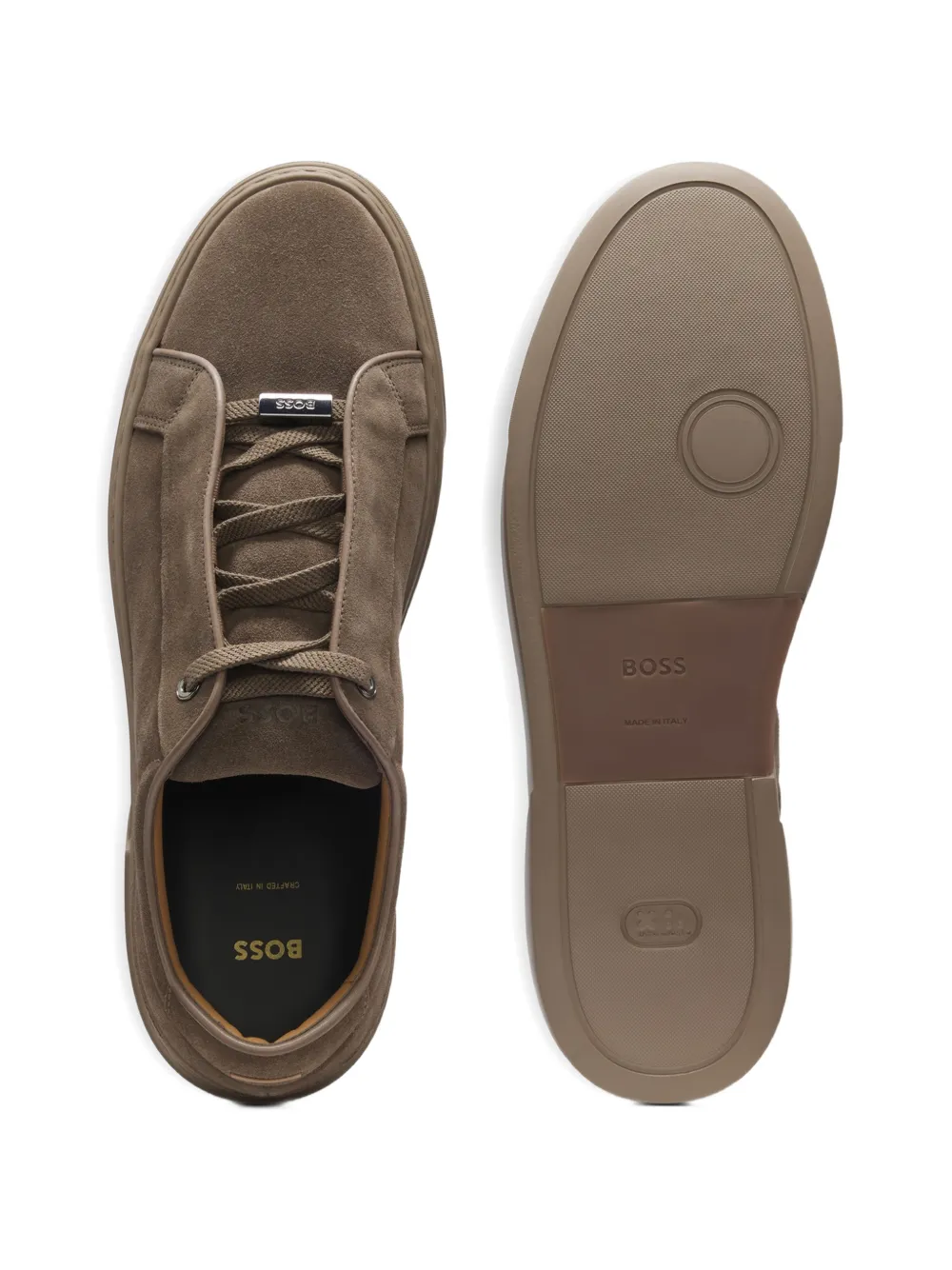 BOSS Suède sneakers Bruin