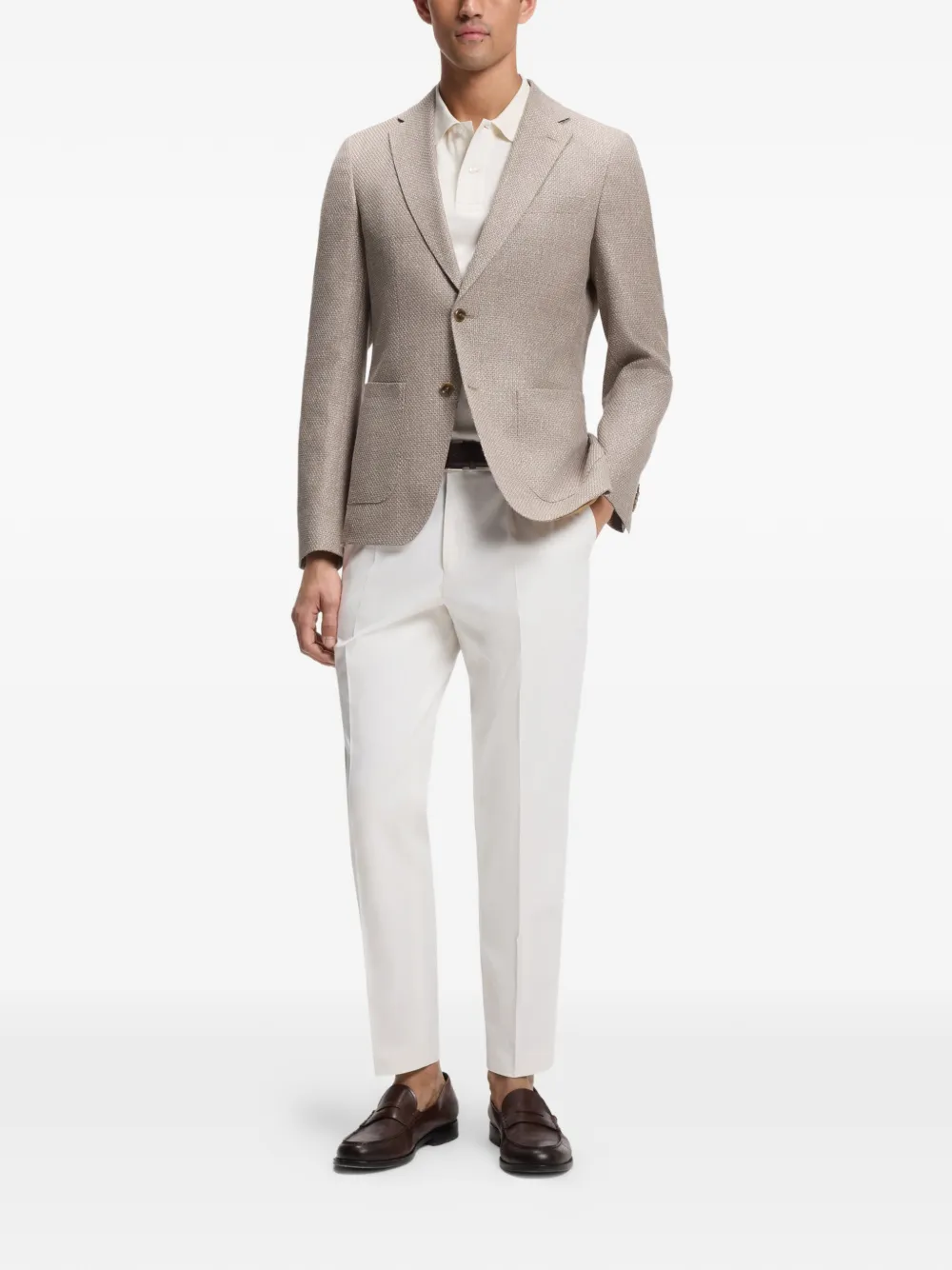 BOSS Blazer met enkele rij knopen Beige