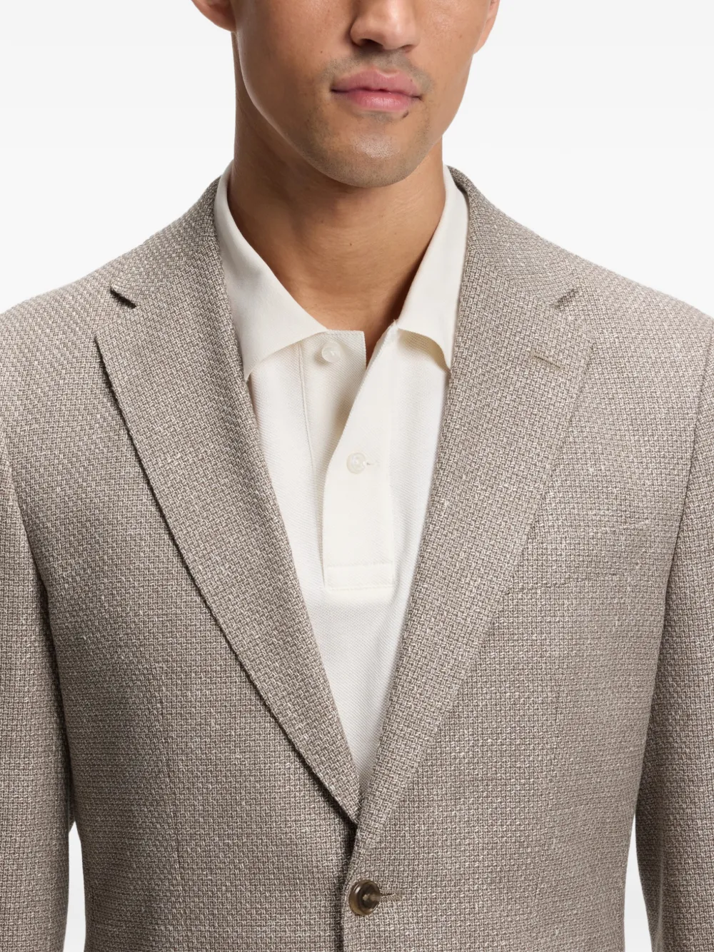 BOSS Blazer met enkele rij knopen Beige