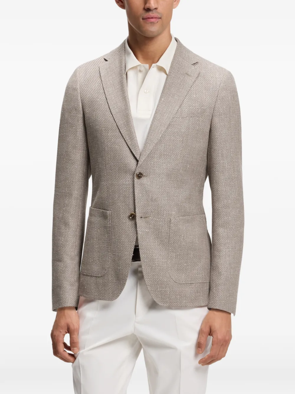 BOSS Blazer met enkele rij knopen Beige