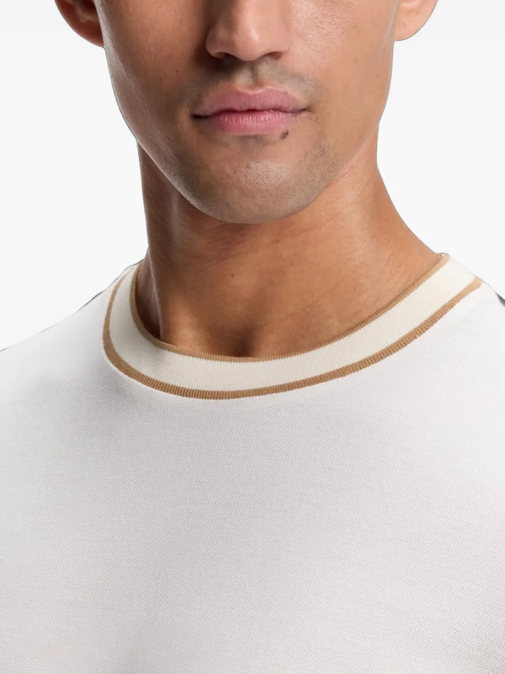 BOSS Gestructureerd katoenen T-shirt Beige