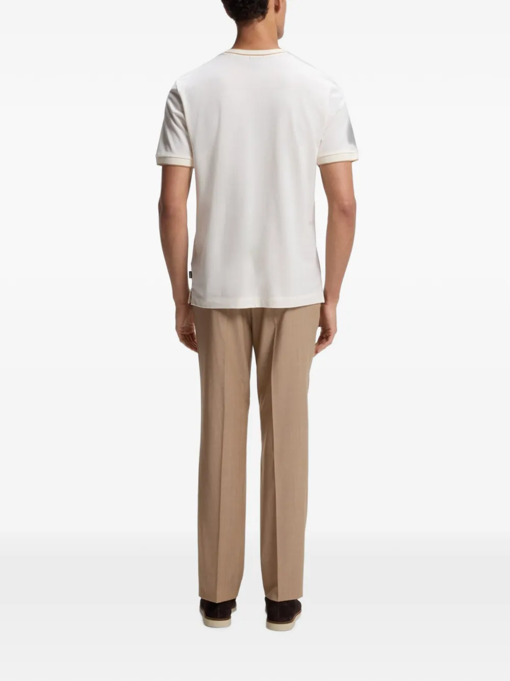 BOSS Gestructureerd katoenen T-shirt Beige