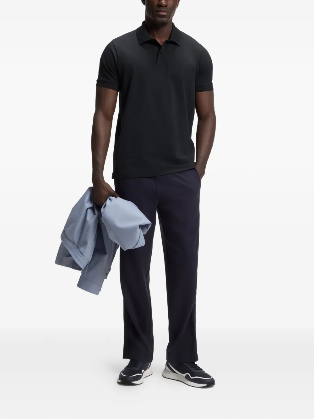 BOSS Regular-fit poloshirt met geborduurd logo Blauw