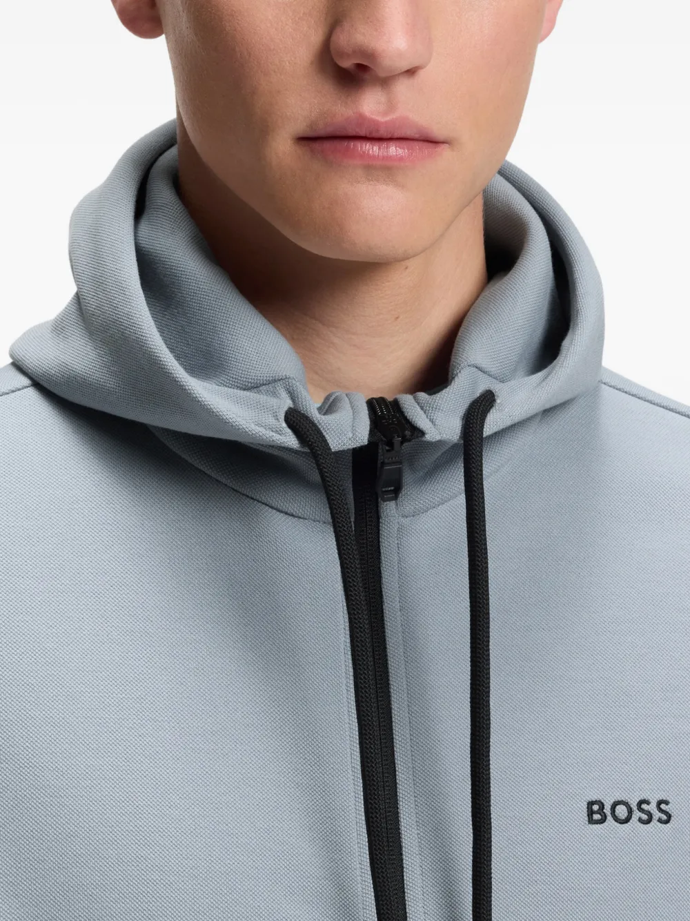BOSS Hoodie met rits Grijs