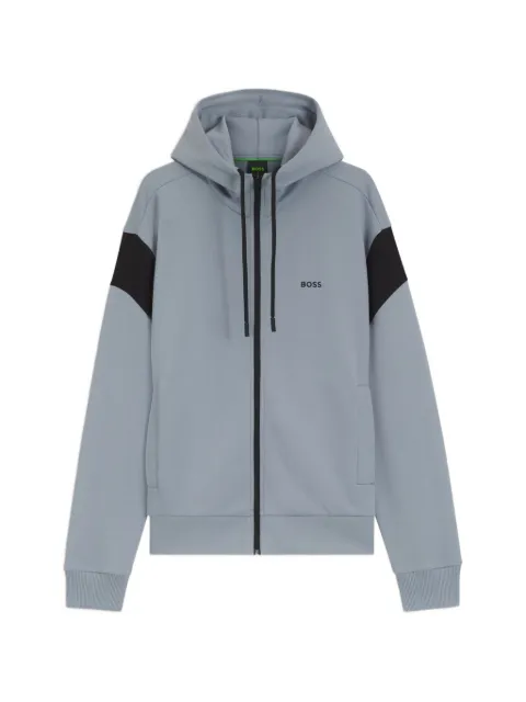 BOSS regular-fit zip-up hoodie in spacer pique