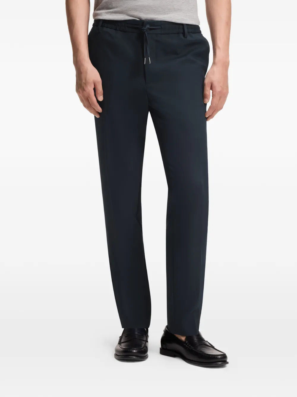 BOSS Stretch-twill chino met trekkoord Blauw