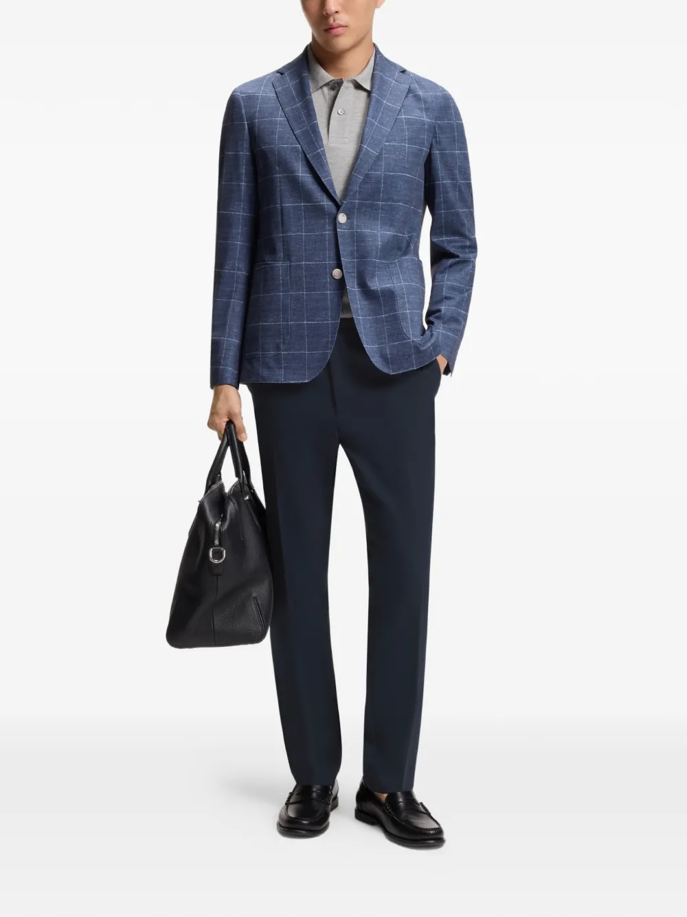 BOSS Stretch-twill chino met trekkoord Blauw