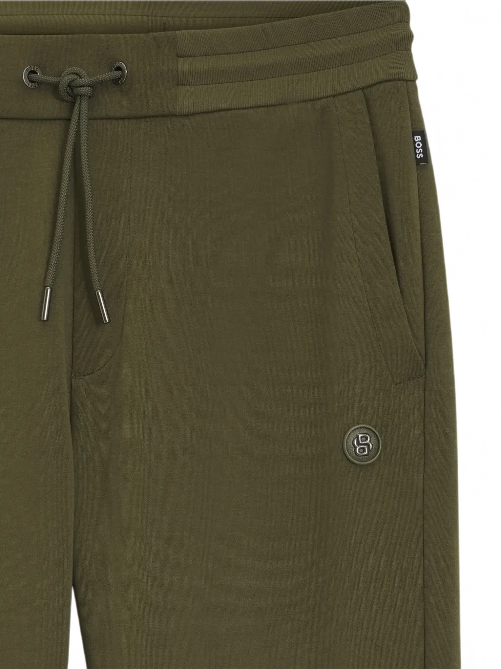 BOSS Trainingsbroek van katoenblend met Double B-monogram badge Groen