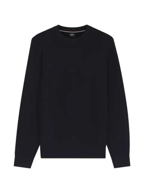 BOSS regular-fit sweater in diagonal-structured cotton