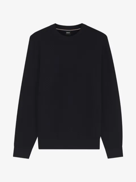 BOSS regular-fit sweater in diagonal-structured cotton