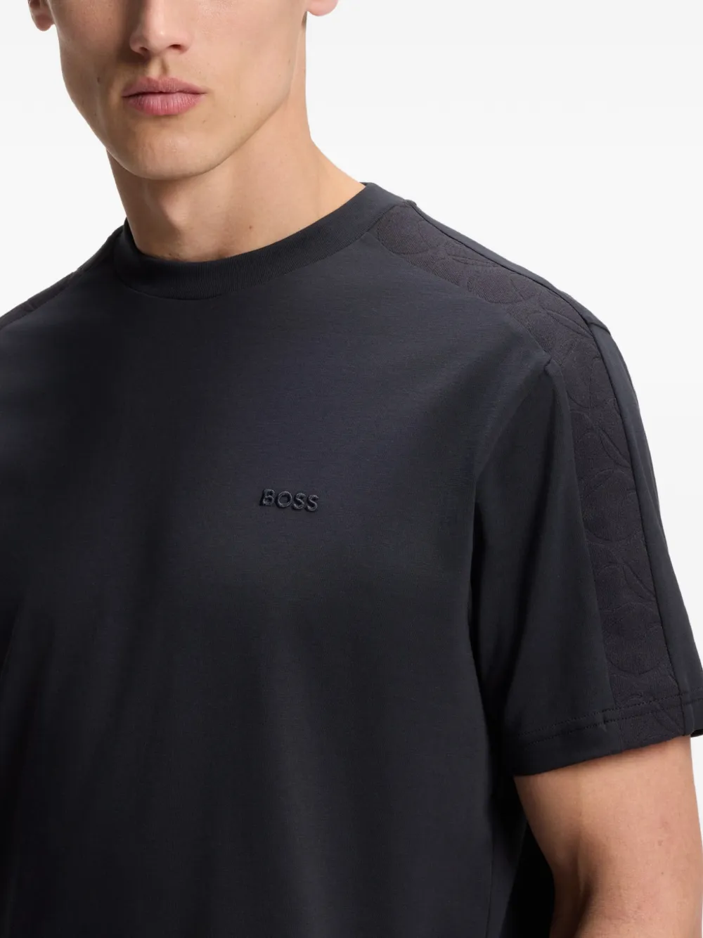 BOSS T-shirt met jacquard Zwart