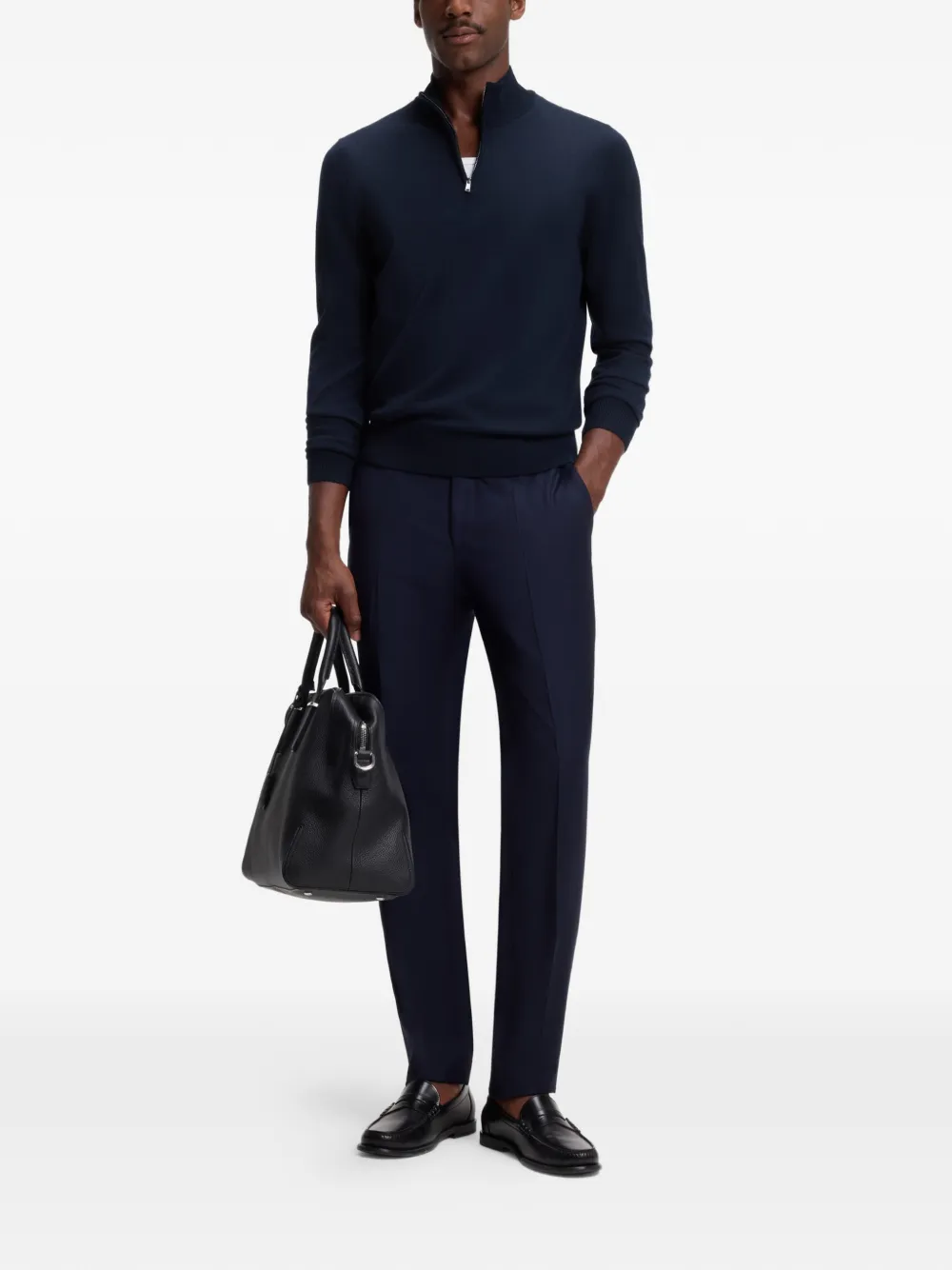 BOSS Trui met rits Blauw