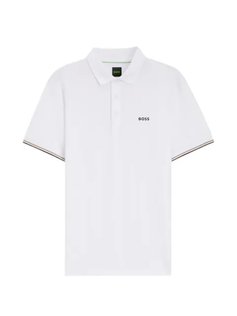 BOSS active slim-fit polo shirt with embossed tennis-ball pattern