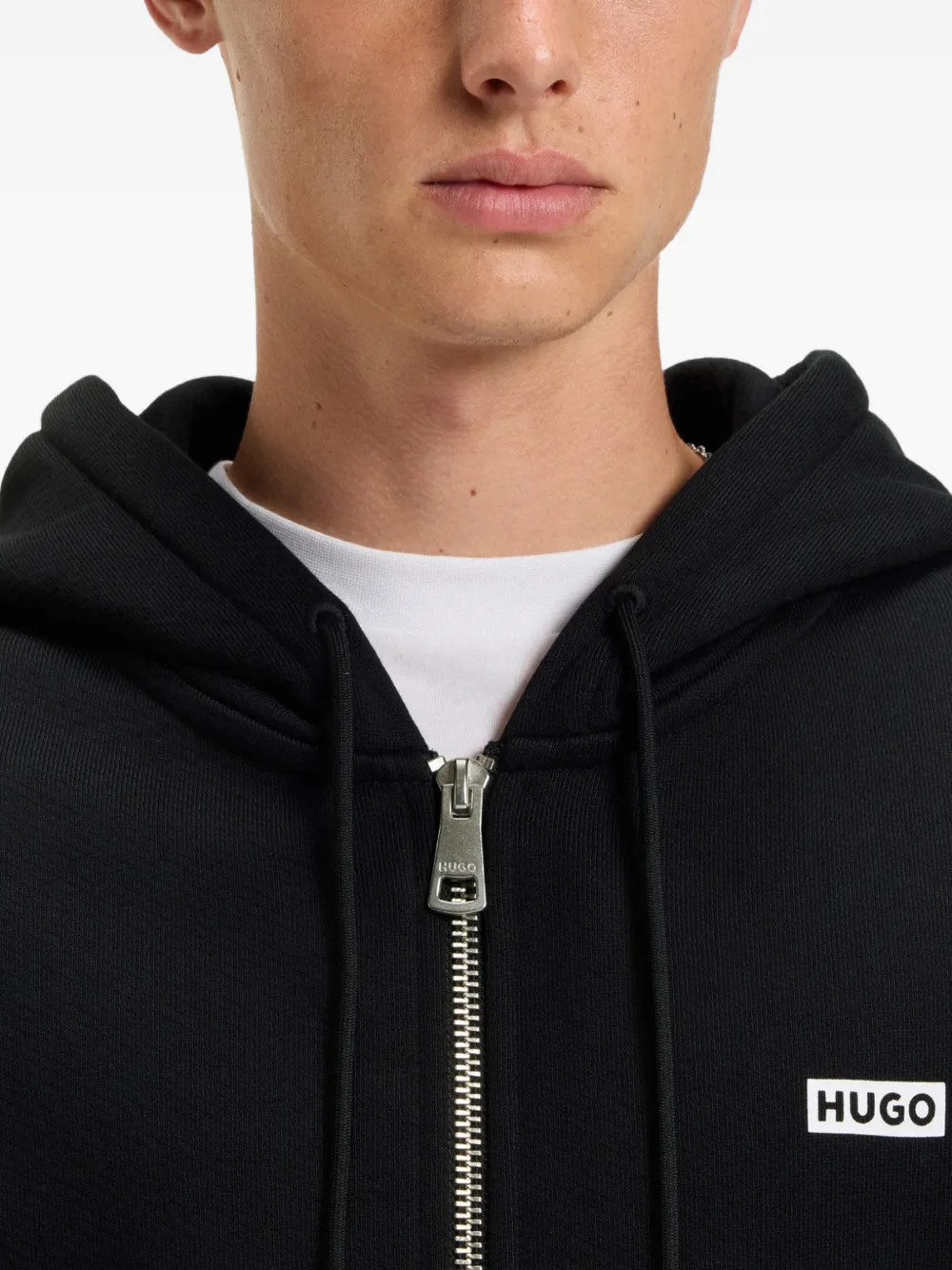 HUGO Hoodie met rits Zwart