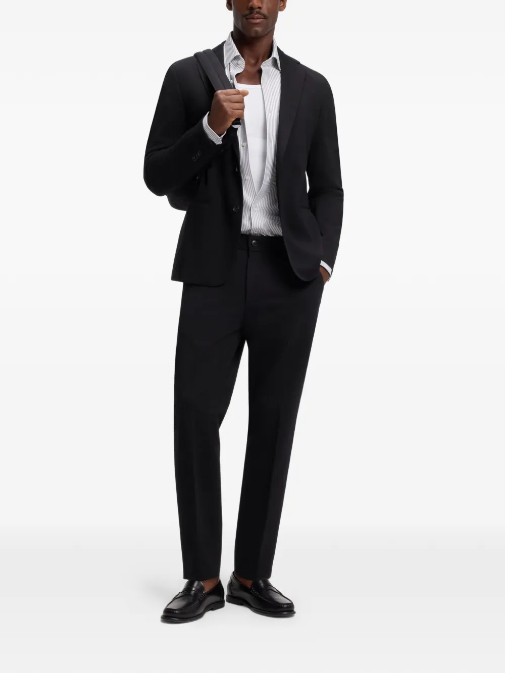 BOSS Blazer met bewerkte revers Zwart